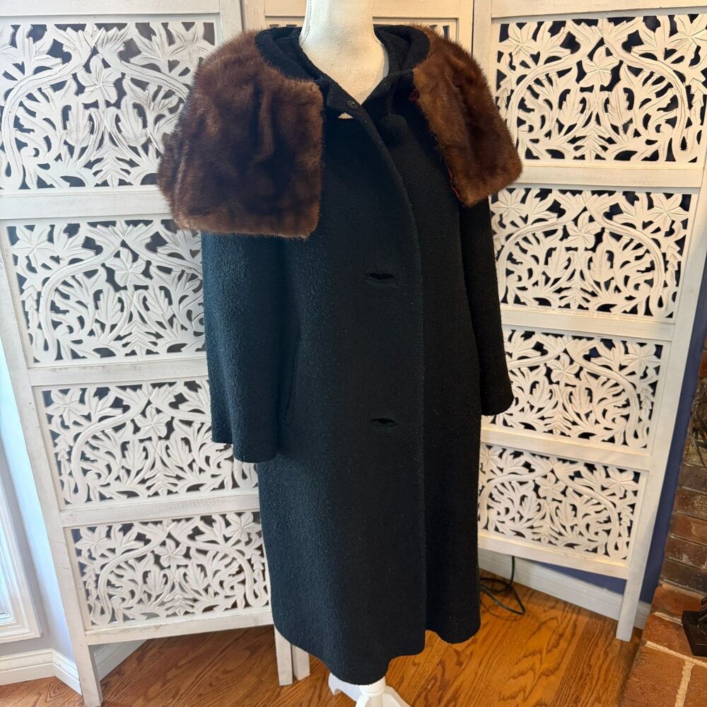 Vintage Cunningham's Black  Wool Coat  size Small/Med